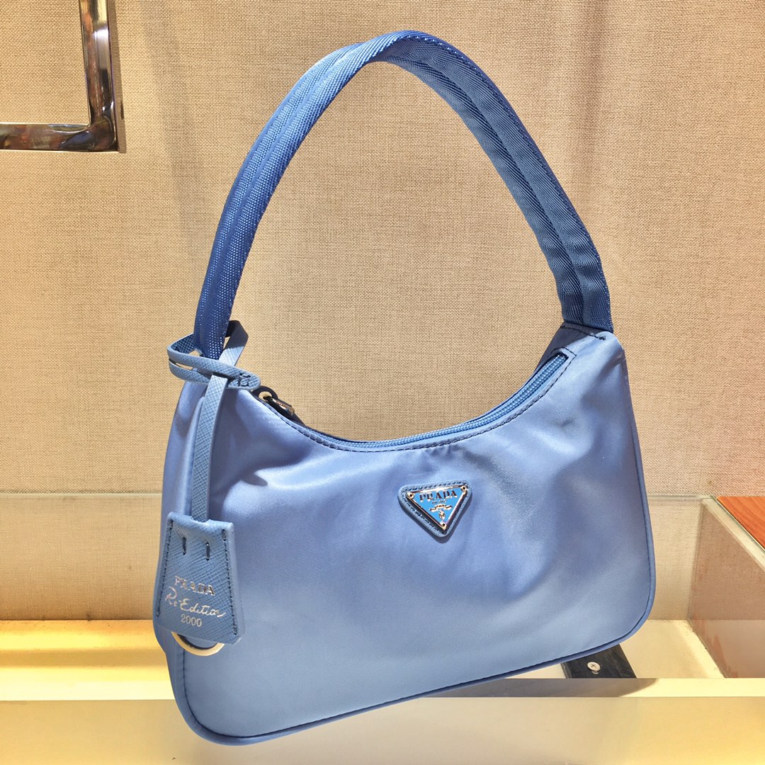 Prada Mini Re Nylon Re Edition 2000 Hobo Bag Handbag Blue 1NE515